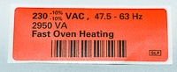 LABEL 230 V. 2950 VA, MPN:G1530-90926