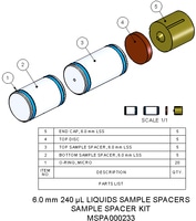 Sample Spacer Kit, 6.0mm, 240uL, Liquids, MPN:MSPA000233