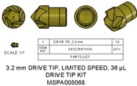 Drive Tip Kit, 3.2mm, 36uL High Capacity, MPN:MSPA005068